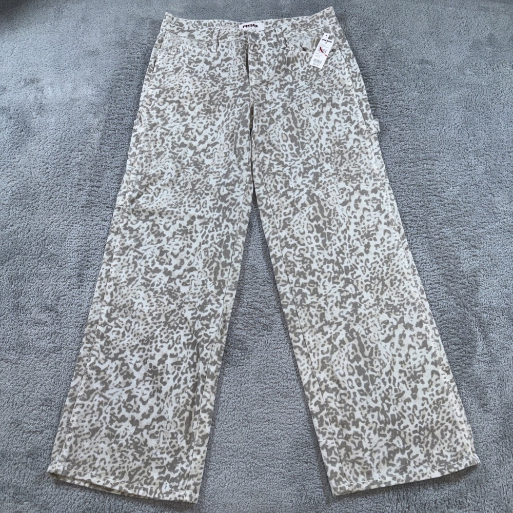 RSQ Women's Gray/White Animal Print Denim Jeans Straight Leg Sz25